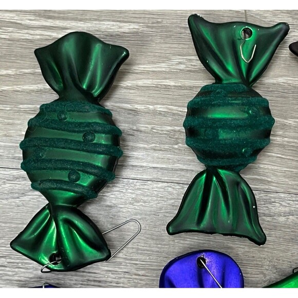 Christmas Ornaments Old Fashion Wrapped Candy Multicolor Flock Tree Decor Set 14 - Picture 6 of 8